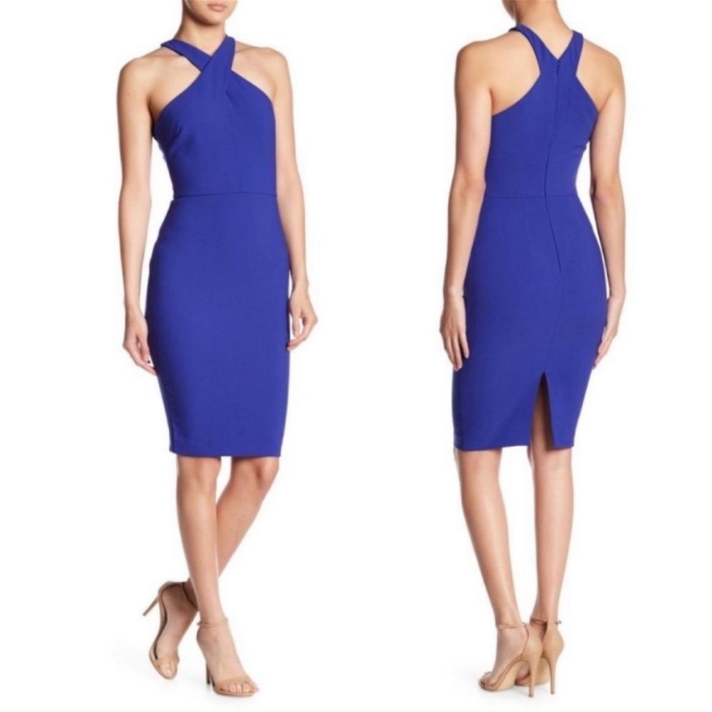 Likely Carolyn Halter-Neck Sheath Cocktail Dress size 4 royal blue